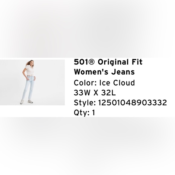 Levi 501 original woman jeans ice cloud - Picture 5 of 6